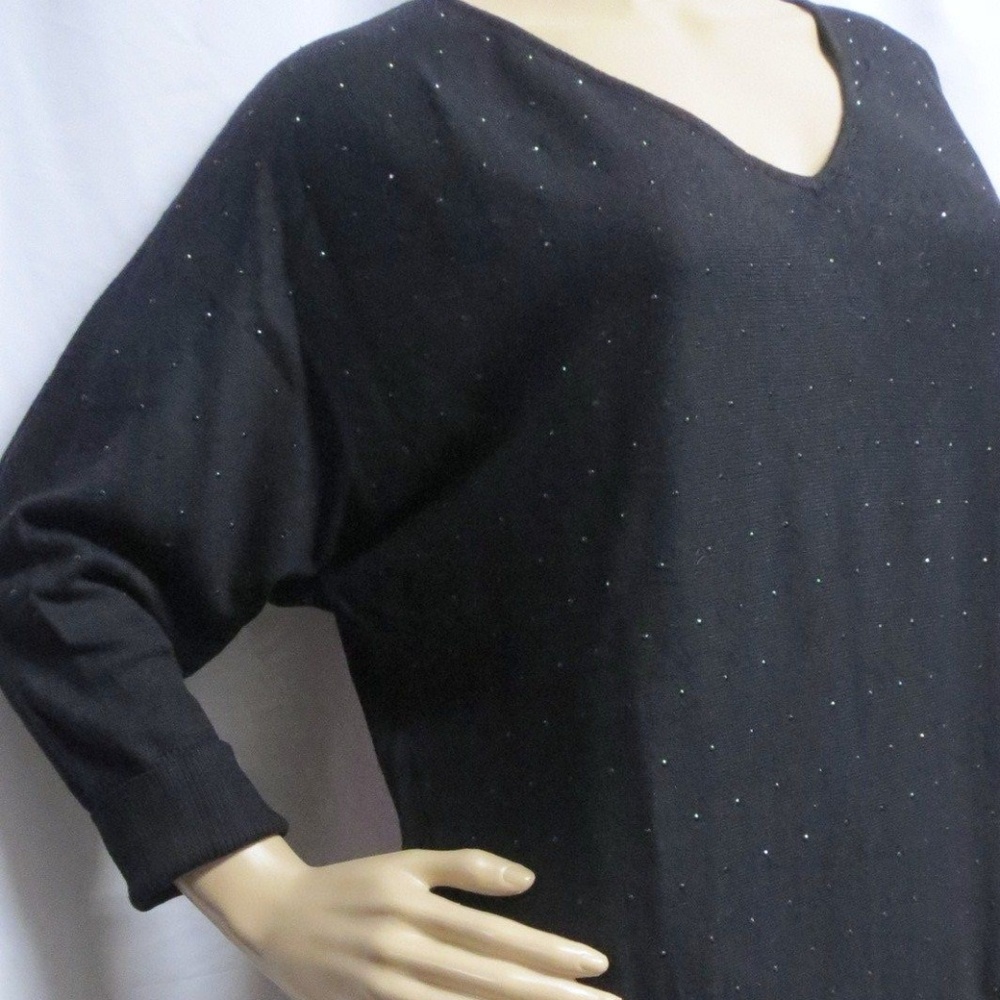 Elle Black Studded Dolman Pullover Sweater S New